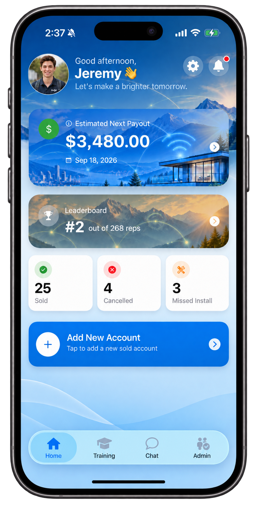 Link Sales mobile app dashboard